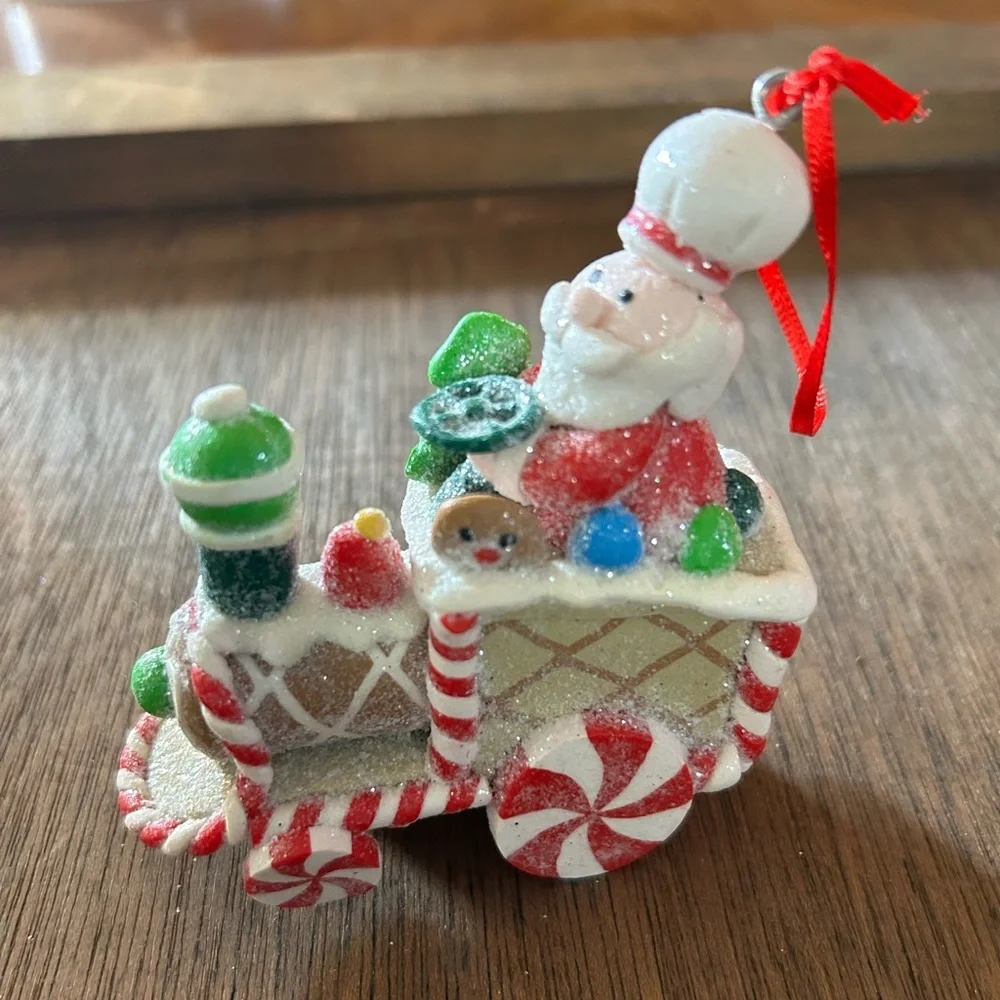 Vintage Gingerbread Santa & Sleigh Ornament